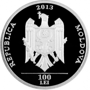 Аверс монеты Молдавия, 100 леев, 2013, 1900 лет Колонне Траяна