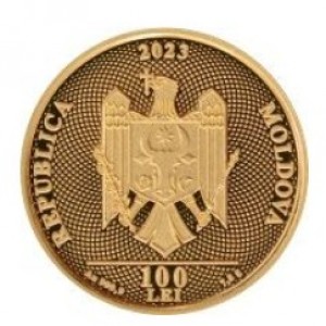 Аверс монеты Молдавия, 100 леев, 2023-2024, 30 лет введению национальной валюты