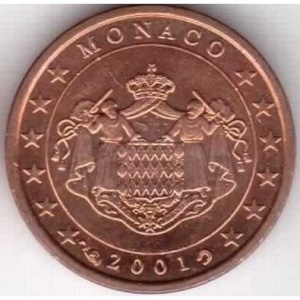 Аверс монеты Монако, 1 евроцент, 2001-2005