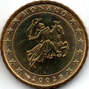 Аверс монеты Монако, 10 евроцентов, 2001-2004