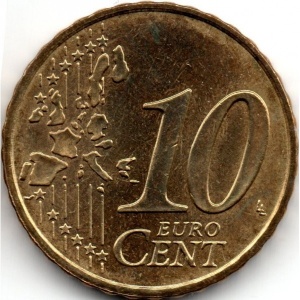 Реверс монеты Монако, 10 евроцентов, 2001-2004