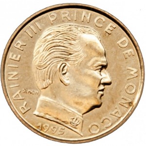 Аверс монеты Монако, 5 сантимов, 1976-1995
