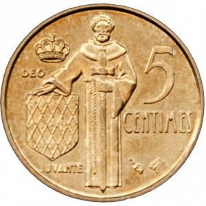 Реверс монеты Монако, 5 сантимов, 1976-1995