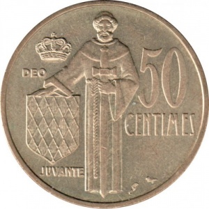 Реверс монеты Монако, 50 сантимов, 1962