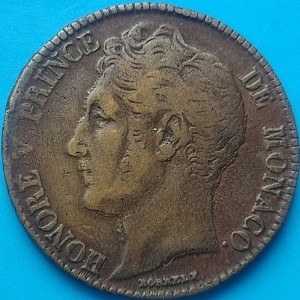 Аверс монеты Монако, 5 сантимов, 1837