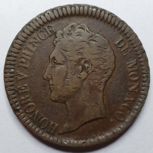 Аверс монеты Монако, 10 сантимов, 1838