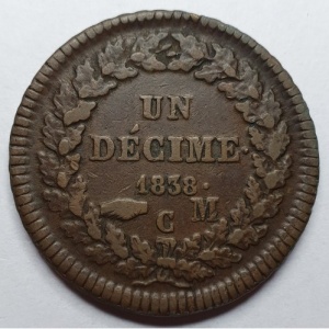 Реверс монеты Монако, 10 сантимов, 1838