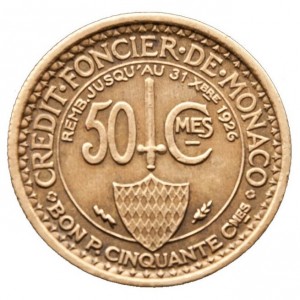 Реверс монеты Монако, 50 сантимов, 1924