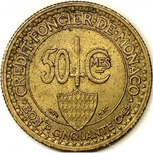 Реверс монеты Монако, 50 сантимов, 1926