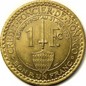 Реверс монеты Монако, 1 франк, 1924