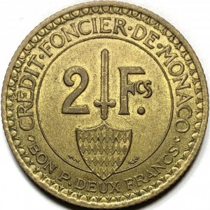 Реверс монеты Монако, 2 франка, 1926