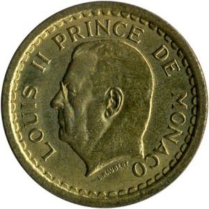 Аверс монеты Монако, 2 франка, 1945
