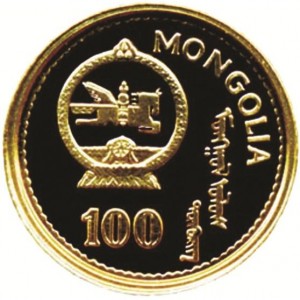 Аверс монеты Монголия, 100 тугриков, 1992, 500 лет открытию Америки /MONGOLIA/