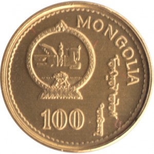 Аверс монеты Монголия, 100 тугриков, 1993, Китайский гороскоп - год петуха