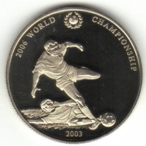 Реверс монеты Монголия, 100 тугриков, 2003, Чемпионат мира по футболу 2006