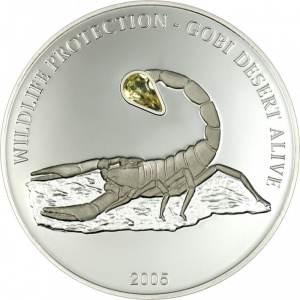 Реверс монеты Монголия, 500 тугриков, 2005, Защита дикой природы - Скорпион