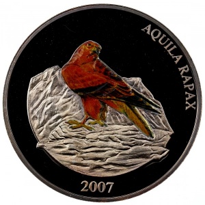 Реверс монеты Монголия, 500 тугриков, 2007, Степной орёл /Aquila rapax/