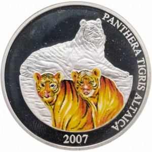 Реверс монеты Монголия, 500 тугриков, 2007, Тигр /Panthera tigris altaica/