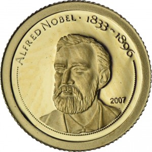 Реверс монеты Монголия, 500 тугриков, 2007, Альфред Нобель