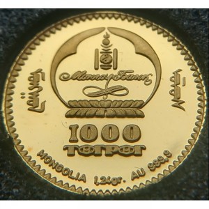 Аверс монеты Монголия, 1000 тугриков, 1999, Гении тысячелетия - Леонардо да Винчи