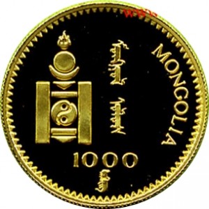 Аверс монеты Монголия, 1000 тугриков, 1999, Кошка