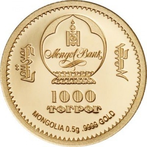 Аверс монеты Монголия, 1000 тугриков, 2020, Китайский гороскоп - Год мыши