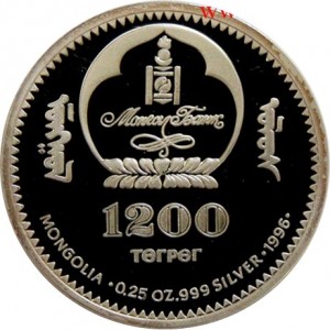 Аверс монеты Монголия, 1200 тугриков, 1996, Чингисхан
