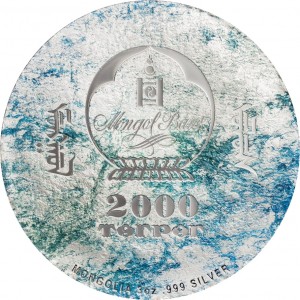 Аверс монеты Монголия, 2000 тугриков, 2020, Доисторические звери - Плезиозавр