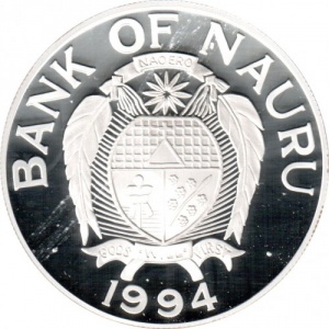 Аверс монеты Науру, 10 долларов, 1994, Чемпионат мира по футболу 1994