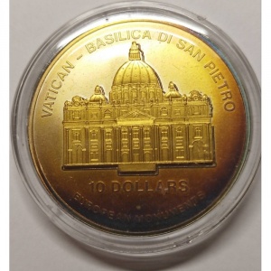Реверс монеты Науру, 10 долларов, 2003, Европейские памятники - Собор Святого Петра