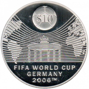 Реверс монеты Науру, 10 долларов, 2007, Чемпионат мира по футболу 2006, Германия