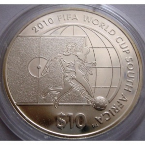 Реверс монеты Науру, 10 долларов, 2009, Чемпионат мира по футболу 2010, ЮАР