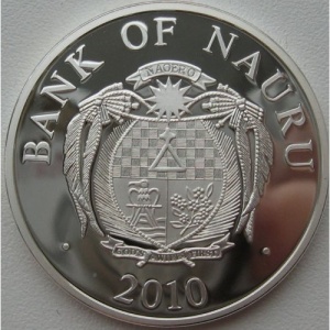 Реверс монеты Науру, 10 долларов, 2010, 20 лет воссоединению Германии