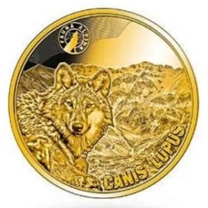 Реверс монеты Нигер, 100 франков, 2020, Альпийская фауна - Волк