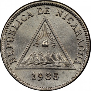 Аверс монеты Никарагуа, 5 сентаво, 1912-1940