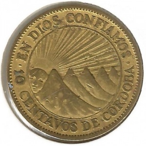 Реверс монеты Никарагуа, 10 сентаво, 1943