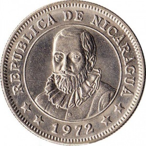 Аверс монеты Никарагуа, 25 сентаво, 1972-1974
