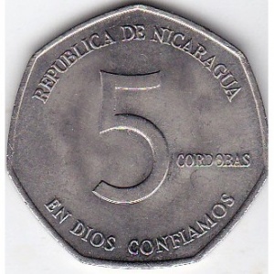 Аверс монеты Никарагуа, 5 кордоб, 1980