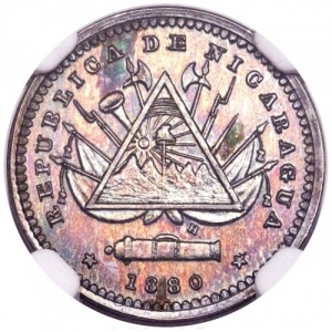 Аверс монеты Никарагуа, 5 сентаво, 1880