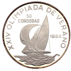 Реверс монеты Никарагуа, 50 кордоб, 1988, XXIV летние Олимпийские Игры, Сеул 1988