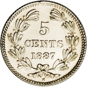 Реверс монеты Никарагуа, 5 сентаво, 1887