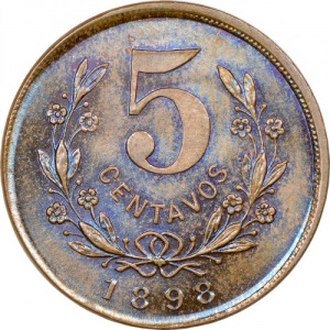 Реверс монеты Никарагуа, 5 сентаво, 1898
