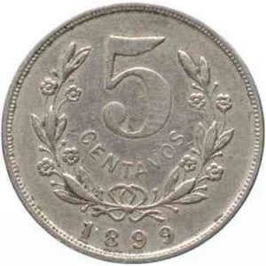 Реверс монеты Никарагуа, 5 сентаво, 1899