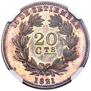 Реверс монеты Никарагуа, 20 сентаво, 1880