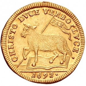 Реверс монеты Нюрнберг, ½ дуката, 1692