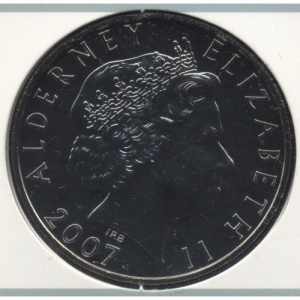 Аверс монеты Олдерни, 5 фунтов, 2007, Наследие уникальной женщины - Диана