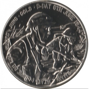 Реверс монеты Олдерни, 5 фунтов, 2014, 70 лет высадке в Нормандии