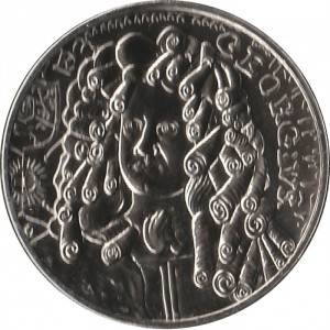 Реверс монеты Олдерни, 5 фунтов, 2014, 300-летие - Коронация короля Георга I