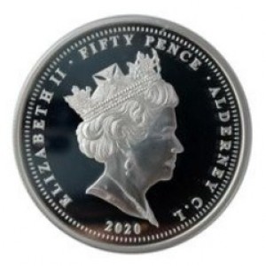 Аверс монеты Олдерни, 50 пенсов, 2020, Слова, которые выиграли войну - Вооружайтесь и будьте доблестными