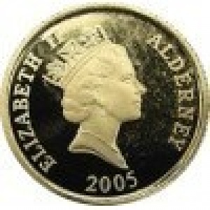 Аверс монеты Олдерни, 1 фунт, 2005, 200 лет Трафальгарской битве